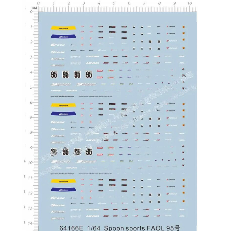Model Kit Water Decal - 1/64 Spoon Sports Faol 95 Model
