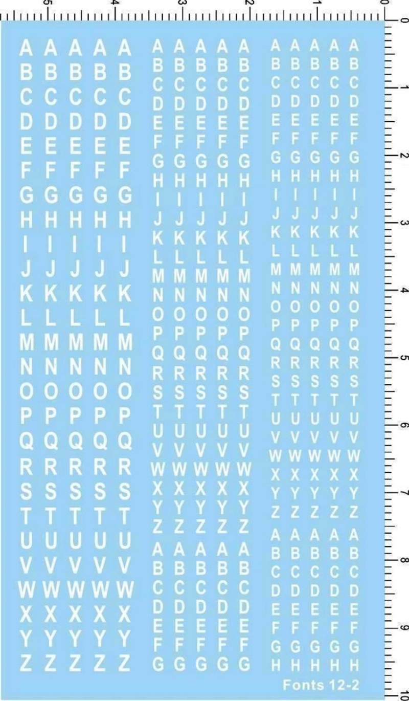 Model Kit Water Decal - English Letter Alphabet Fonts 12-2 Water