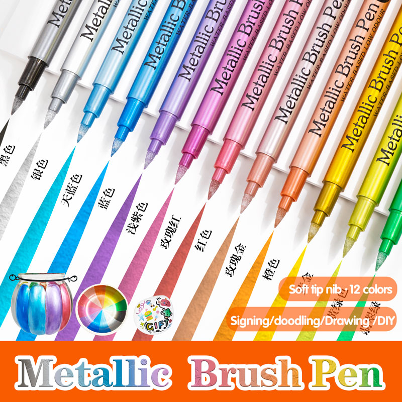 12 Colors Brush Metallic Paint - Model Kit Markers ulasan dan harga