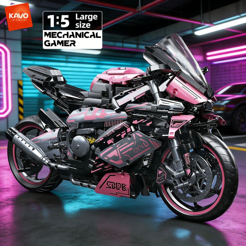 KAVOWORLD 2096PCS Pink Motorcy - Model Kit Motor Nuclear ulasan dan harga