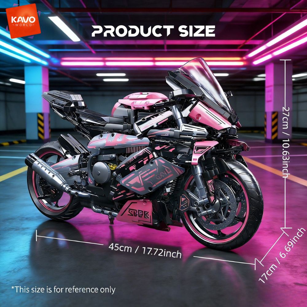 KAVOWORLD 2096PCS Pink Motorcy - Model Kit Motor Nuclear ulasan dan harga