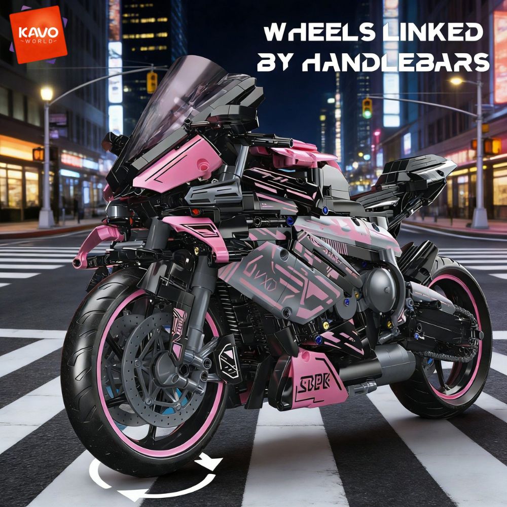 KAVOWORLD 2096PCS Pink Motorcy - Model Kit Motor Nuclear ulasan dan harga